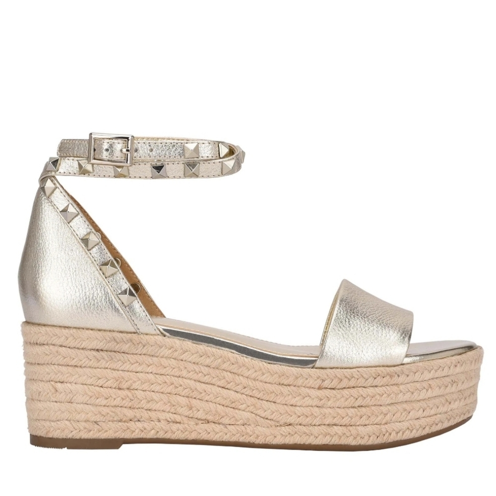 Women's Silver Espadrille Wedge Sandals